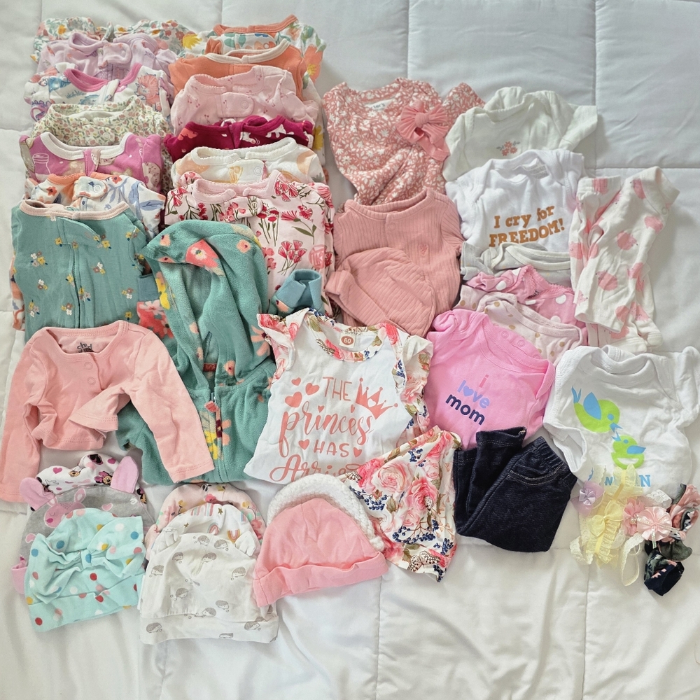 39pc. Newborn Baby Girl Clothing Bundle